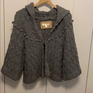 Anthropology Kaisley Grey Bobble-Knit Hooded Cardigan